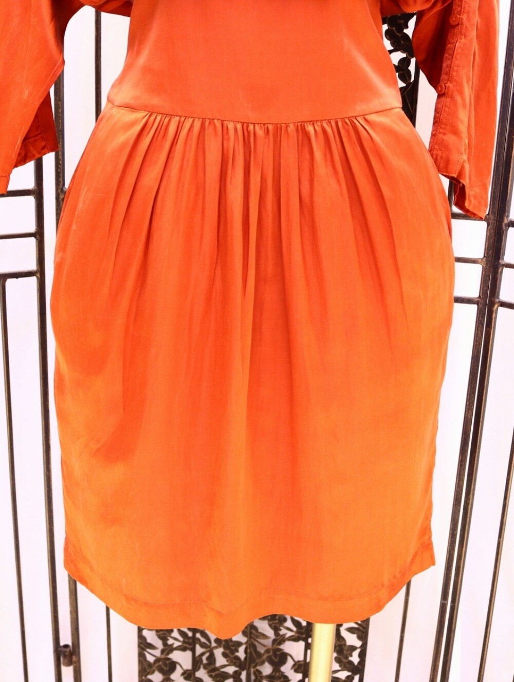 HUGO BOSS Orange Akena Silk Cotton Dress US 6 Burnt Orange - Picture 4 of 15